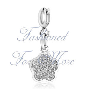 Removable Cubic Zirconia Flower Charm.